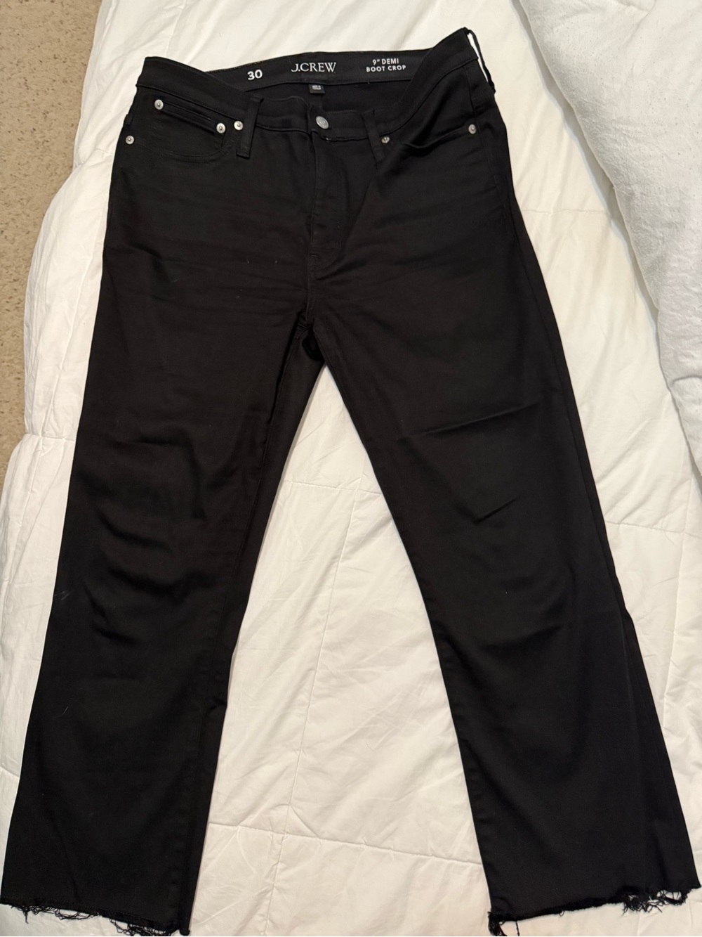 J. Crew women’s Black crop frayed Jeans
